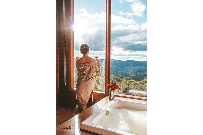 Cabana Xaxim com jacuzzi e vista espetacular