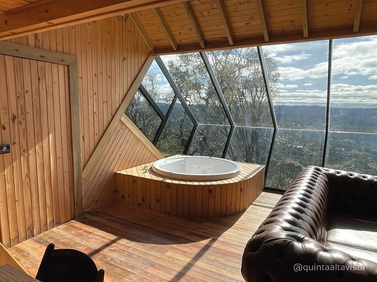 Cabana Texas com jacuzzi e pôr do sol